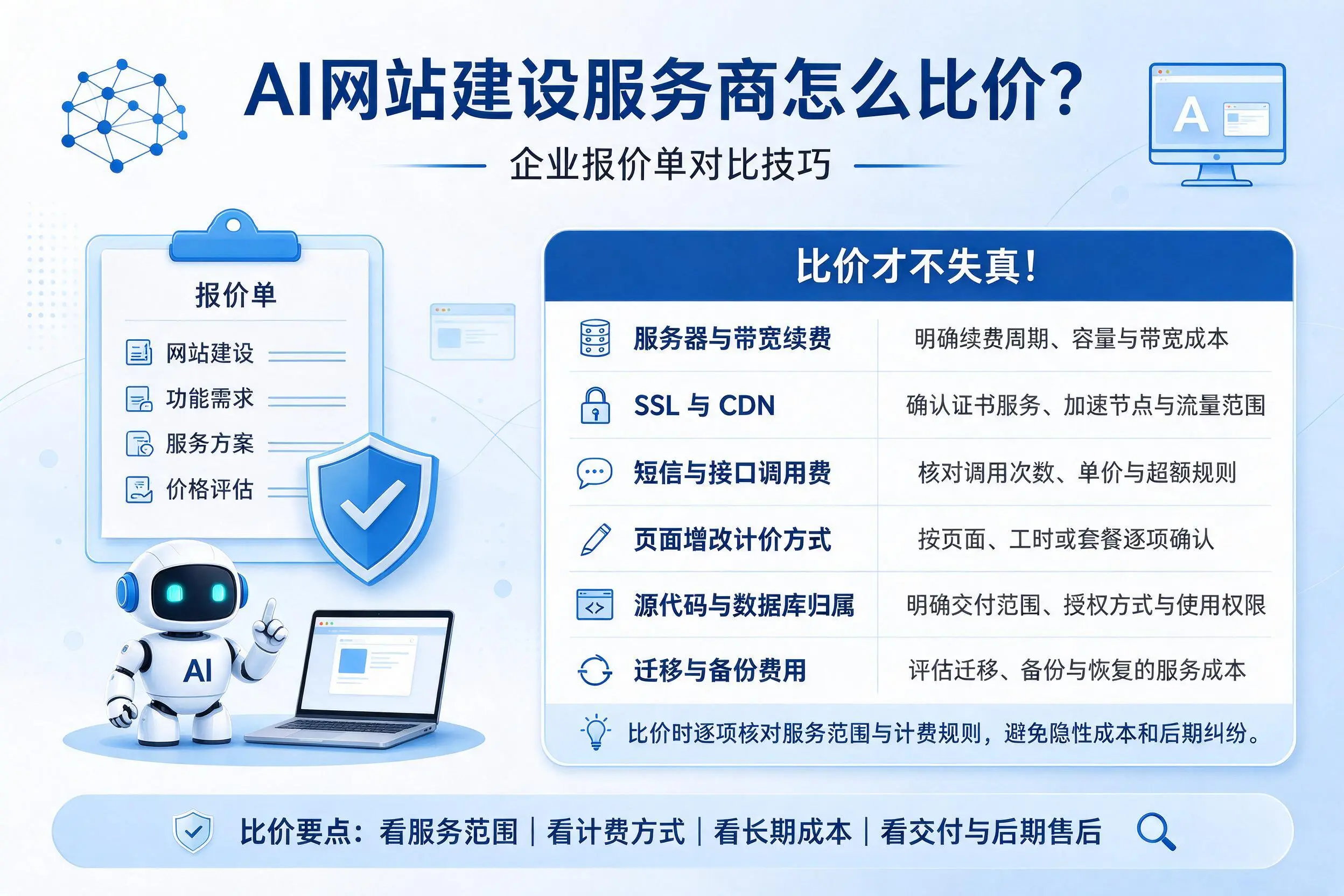 AI网站建设服务商怎么比价？珠海企业报价单对比技巧